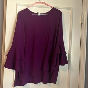 Gibson purple bell sleeve blouse